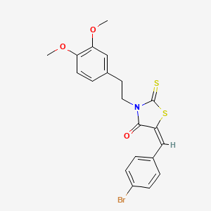 molecular formula C20H18BrNO3S2 B2531419 (5E)-5-[(4-溴苯基)亚甲基]-3-[2-(3,4-二甲氧基苯基)乙基]-2-硫代亚甲基-1,3-噻唑烷-4-酮 CAS No. 861427-83-0