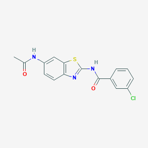 molecular formula C16H12ClN3O2S B253142 N-[6-(acetylamino)-1,3-benzothiazol-2-yl]-3-chlorobenzamide 