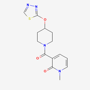 molecular formula C14H16N4O3S B2531425 1-metil-3-[4-(1,3,4-tiadiazol-2-iloxi)piperidina-1-carbonil]-1,2-dihidropiridin-2-ona CAS No. 2195942-24-4