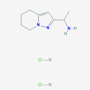 molecular formula C9H17Cl2N3 B2531428 1-{4H,5H,6H,7H-吡唑并[1,5-a]吡啶-2-基}乙胺二盐酸盐 CAS No. 1909309-44-9