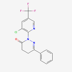 molecular formula C16H11ClF3N3O B2531429 2-[3-chloro-5-(trifluoromethyl)-2-pyridinyl]-6-phenyl-4,5-dihydro-3(2H)-pyridazinone CAS No. 338397-48-1