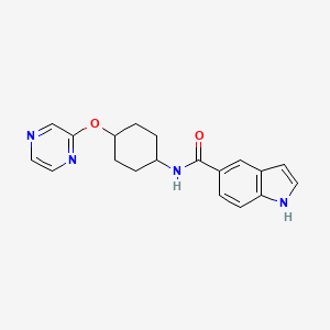 molecular formula C19H20N4O2 B2531434 N-((1r,4r)-4-(吡嗪-2-yloxy)环己基)-1H-吲哚-5-甲酰胺 CAS No. 2034451-26-6