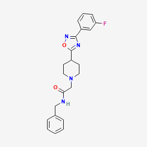 molecular formula C22H23FN4O2 B2531436 N-苄基-2-{4-[3-(3-氟苯基)-1,2,4-恶二唑-5-基]哌啶-1-基}乙酰胺 CAS No. 1251631-56-7