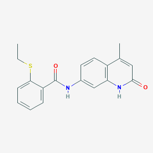 molecular formula C19H18N2O2S B2531441 2-(ethylthio)-N-(4-methyl-2-oxo-1,2-dihydroquinolin-7-yl)benzamide CAS No. 1251628-55-3