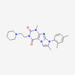 molecular formula C24H30N6O2 B2531442 6-(2,4-Dimethylphenyl)-4,7-dimethyl-2-(2-piperidin-1-ylethyl)purino[7,8-a]imidazole-1,3-dione CAS No. 878727-49-2