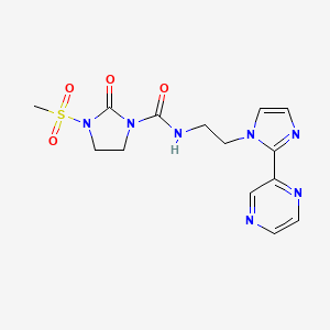molecular formula C14H17N7O4S B2531444 3-(methylsulfonyl)-2-oxo-N-(2-(2-(pyrazin-2-yl)-1H-imidazol-1-yl)ethyl)imidazolidine-1-carboxamide CAS No. 2034501-06-7