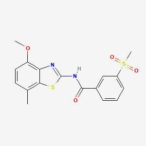 molecular formula C17H16N2O4S2 B2531445 N-(4-methoxy-7-methylbenzo[d]thiazol-2-yl)-3-(methylsulfonyl)benzamide CAS No. 896333-47-4