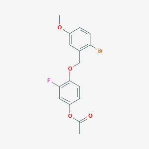 molecular formula C16H14BrFO4 B2531449 4-[(2-溴-5-甲氧基苄基)氧基]-3-氟苯基乙酸酯 CAS No. 882747-94-6