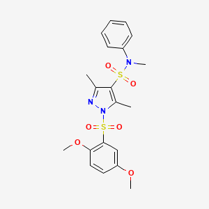 molecular formula C20H23N3O6S2 B2531455 1-(2,5-dimethoxybenzenesulfonyl)-N,3,5-trimethyl-N-phenyl-1H-pyrazole-4-sulfonamide CAS No. 956251-34-6