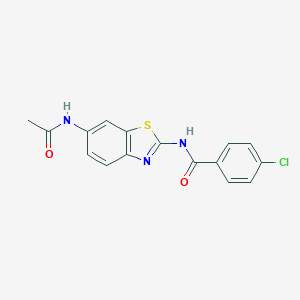 molecular formula C16H12ClN3O2S B253146 N-[6-(acetylamino)-1,3-benzothiazol-2-yl]-4-chlorobenzamide 