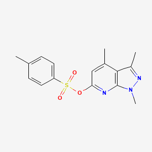 molecular formula C16H17N3O3S B2531461 1,3,4-trimethyl-1H-pyrazolo[3,4-b]pyridin-6-yl 4-methylbenzene-1-sulfonate CAS No. 929975-55-3