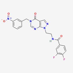 molecular formula C21H16F2N6O4 B2531473 3,4-difluoro-N-(2-(5-(3-nitrobenzyl)-4-oxo-4,5-dihydro-1H-pyrazolo[3,4-d]pyrimidin-1-yl)ethyl)benzamide CAS No. 922138-37-2