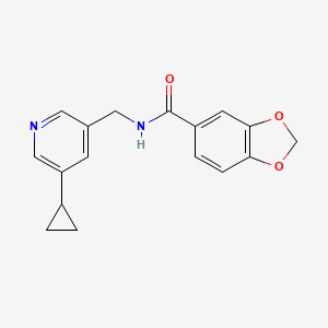 molecular formula C17H16N2O3 B2531475 N-((5-环丙基吡啶-3-基)甲基)苯并[d][1,3]二氧杂环-5-甲酰胺 CAS No. 2034568-72-2