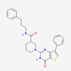 1-(4-oxo-7-phenyl-3,4-dihydrothieno[3,2-d]pyrimidin-2-yl)-N-(3-phenylpropyl)piperidine-3-carboxamide