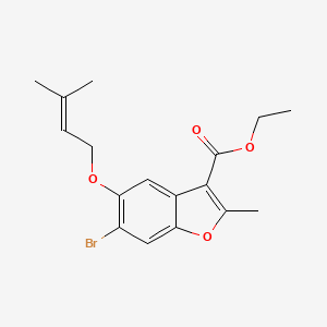 molecular formula C17H19BrO4 B2531484 Ethyl 6-bromo-2-methyl-5-[(3-methylbut-2-en-1-yl)oxy]-1-benzofuran-3-carboxylate CAS No. 384368-37-0