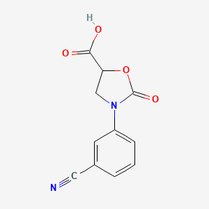 molecular formula C11H8N2O4 B2531495 3-(3-シアノフェニル)-2-オキソオキサゾリジン-5-カルボン酸 CAS No. 1499593-22-4