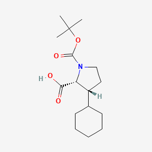 molecular formula C16H27NO4 B2531504 1,2-Pyrrolidinedicarboxylic acid, 3-cyclohexyl-, 1-(1,1-dimethylethyl) ester, (2R,3R)-rel- CAS No. 1449586-26-8