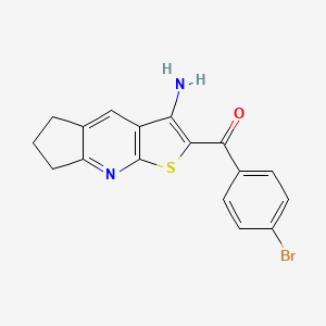 molecular formula C17H13BrN2OS B2531505 (3-amino-6,7-dihydro-5H-cyclopenta[b]thieno[3,2-e]pyridin-2-yl)(4-bromophenyl)methanone CAS No. 327170-65-0
