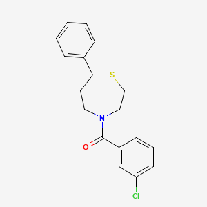 molecular formula C18H18ClNOS B2531508 (3-Chlorophenyl)(7-phenyl-1,4-thiazepan-4-yl)methanone CAS No. 1797637-33-2