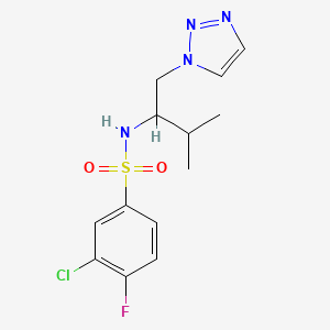 molecular formula C13H16ClFN4O2S B2531512 3-chloro-4-fluoro-N-(3-methyl-1-(1H-1,2,3-triazol-1-yl)butan-2-yl)benzenesulfonamide CAS No. 2034520-46-0