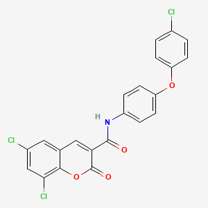 molecular formula C22H12Cl3NO4 B2531514 6,8-dichloro-N-[4-(4-chlorophenoxy)phenyl]-2-oxo-2H-chromene-3-carboxamide CAS No. 310451-06-0