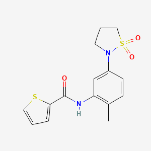 molecular formula C15H16N2O3S2 B2531529 N-(5-(1,1-dioxidoisothiazolidin-2-yl)-2-methylphenyl)thiophene-2-carboxamide CAS No. 941975-26-4