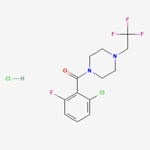 molecular formula C13H14Cl2F4N2O B2531543 (2-Chloro-6-fluorophenyl)(4-(2,2,2-trifluoroethyl)piperazin-1-yl)methanone hydrochloride CAS No. 1396846-49-3