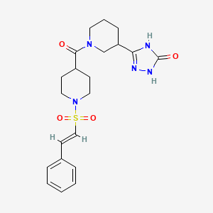 molecular formula C21H27N5O4S B2531544 3-[1-[1-[(E)-2-Phenylethenyl]sulfonylpiperidine-4-carbonyl]piperidin-3-yl]-1,4-dihydro-1,2,4-triazol-5-one CAS No. 2094966-16-0