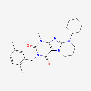 molecular formula C24H31N5O2 B2531554 9-cyclohexyl-3-[(2,5-dimethylphenyl)methyl]-1-methyl-7,8-dihydro-6H-purino[7,8-a]pyrimidine-2,4-dione CAS No. 876151-24-5