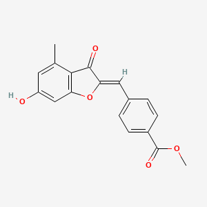 molecular formula C18H14O5 B2531560 Benzoate de méthyle 4-[(6-hydroxy-4-méthyl-3-oxo-benzo[d]furanne-2-ylidène)méthyl] CAS No. 904502-14-3