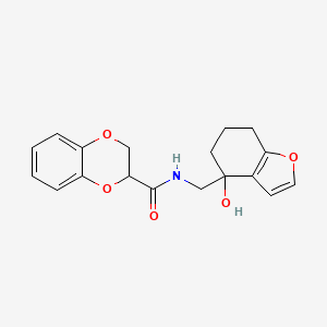 molecular formula C18H19NO5 B2531571 N-((4-hydroxy-4,5,6,7-tetrahydrobenzofuran-4-yl)methyl)-2,3-dihydrobenzo[b][1,4]dioxine-2-carboxamide CAS No. 2319806-81-8