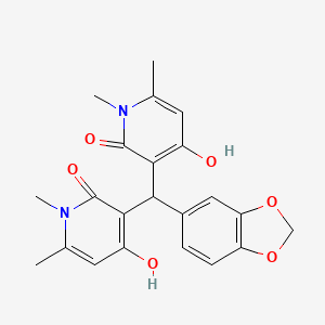 molecular formula C22H22N2O6 B2531588 3,3'-(苯并[d][1,3]二氧杂环-5-亚甲基)双(4-羟基-1,6-二甲基吡啶-2(1H)-酮) CAS No. 883086-44-0