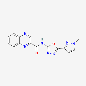 molecular formula C15H11N7O2 B2531593 N-(5-(1-methyl-1H-pyrazol-3-yl)-1,3,4-oxadiazol-2-yl)quinoxaline-2-carboxamide CAS No. 1210739-18-6