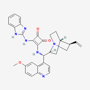 molecular formula C31H30N6O3 B2531595 3-((1H-Benzo[d]imidazol-2-yl)amino)-4-(((S)-(6-methoxyquinolin-4-yl)((1S,2S,4S,5R)-5-vinylquinuclidin-2-yl)methyl)amino)cyclobut-3-ene-1,2-dione CAS No. 2565792-36-9