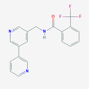molecular formula C19H14F3N3O B2531599 N-([3,3'-bipyridin]-5-ylmethyl)-2-(trifluoromethyl)benzamide CAS No. 2190365-78-5