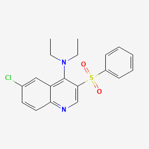 molecular formula C19H19ClN2O2S B2531600 3-(bencenosulfonil)-6-cloro-N,N-dietilquinolin-4-amina CAS No. 872206-07-0