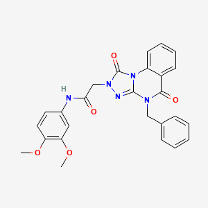 molecular formula C26H23N5O5 B2531609 2-(4-benzyl-1,5-dioxo-4,5-dihydro-[1,2,4]triazolo[4,3-a]quinazolin-2(1H)-yl)-N-(3,4-dimethoxyphenyl)acetamide CAS No. 1242950-06-6