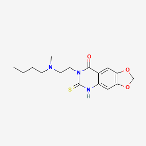 molecular formula C16H21N3O3S B2531615 7-[2-[丁基(甲基)氨基]乙基]-6-硫代亚甲基-5H-[1,3]二氧杂咯[4,5-g]喹唑啉-8-酮 CAS No. 689228-86-2
