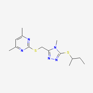 molecular formula C14H21N5S2 B2531621 2-[(5-Butan-2-ylsulfanyl-4-methyl-1,2,4-triazol-3-yl)methylsulfanyl]-4,6-dimethylpyrimidine CAS No. 868221-99-2