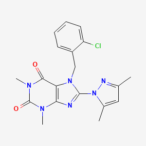 molecular formula C19H19ClN6O2 B2531629 7-(2-chlorobenzyl)-8-(3,5-dimethyl-1H-pyrazol-1-yl)-1,3-dimethyl-1H-purine-2,6(3H,7H)-dione CAS No. 1019100-20-9