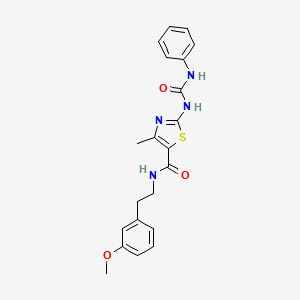 molecular formula C21H22N4O3S B2531636 N-(3-methoxyphenethyl)-4-methyl-2-(3-phenylureido)thiazole-5-carboxamide CAS No. 941886-22-2