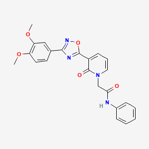 molecular formula C23H20N4O5 B2531647 2-(3-(3-(3,4-dimethoxyphenyl)-1,2,4-oxadiazol-5-yl)-2-oxopyridin-1(2H)-yl)-N-phenylacetamide CAS No. 1105201-38-4