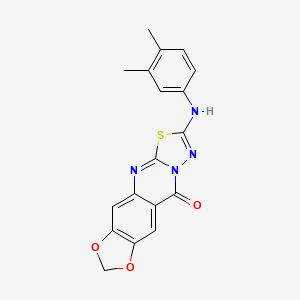 molecular formula C18H14N4O3S B2531664 2-(3,4-dimethylanilino)-10H-[1,3]dioxolo[4,5-g][1,3,4]thiadiazolo[2,3-b]quinazolin-10-one CAS No. 946241-81-2