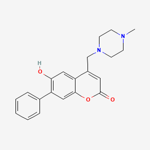 molecular formula C21H22N2O3 B2531671 6-hydroxy-4-((4-methylpiperazin-1-yl)methyl)-7-phenyl-2H-chromen-2-one CAS No. 896074-75-2