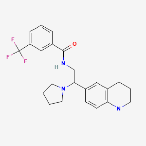 molecular formula C24H28F3N3O B2531682 N-(2-(1-methyl-1,2,3,4-tetrahydroquinolin-6-yl)-2-(pyrrolidin-1-yl)ethyl)-3-(trifluoromethyl)benzamide CAS No. 922084-92-2