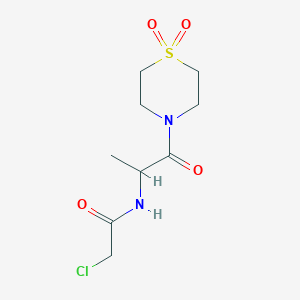 molecular formula C9H15ClN2O4S B2531684 2-Chloro-N-[1-(1,1-dioxo-1,4-thiazinan-4-yl)-1-oxopropan-2-yl]acetamide CAS No. 2411193-14-9