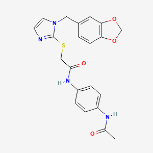 N-(4-acetamidophenyl)-2-((1-(benzo[d][1,3]dioxol-5-ylmethyl)-1H-imidazol-2-yl)thio)acetamide
