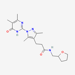 3-(1-(4,5-dimethyl-6-oxo-1,6-dihydropyrimidin-2-yl)-3,5-dimethyl-1H-pyrazol-4-yl)-N-((tetrahydrofuran-2-yl)methyl)propanamide