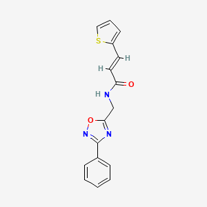 molecular formula C16H13N3O2S B2531724 (E)-N-((3-phenyl-1,2,4-oxadiazol-5-yl)methyl)-3-(thiophen-2-yl)acrylamide CAS No. 1207061-45-7