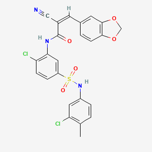 molecular formula C24H17Cl2N3O5S B2531729 (Z)-3-(1,3-Benzodioxol-5-yl)-N-[2-chloro-5-[(3-chloro-4-methylphenyl)sulfamoyl]phenyl]-2-cyanoprop-2-enamide CAS No. 721418-71-9